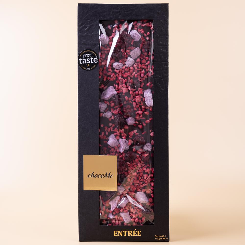 ШОКОМИ Горький шоколад с сублимированным йогуртом с голубикой, сублимированными кусочками малины и ежевики 110г