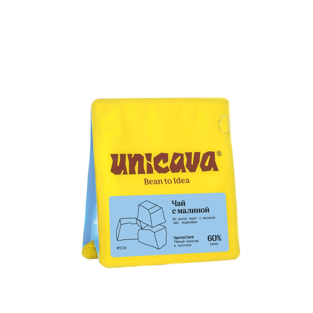 Cacava Темный шоколад Чай с малиной 60% какао 100 г Кусочки