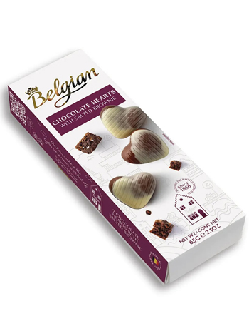 Шоколадные сердечки Belgian с солёным брауни 65 г.