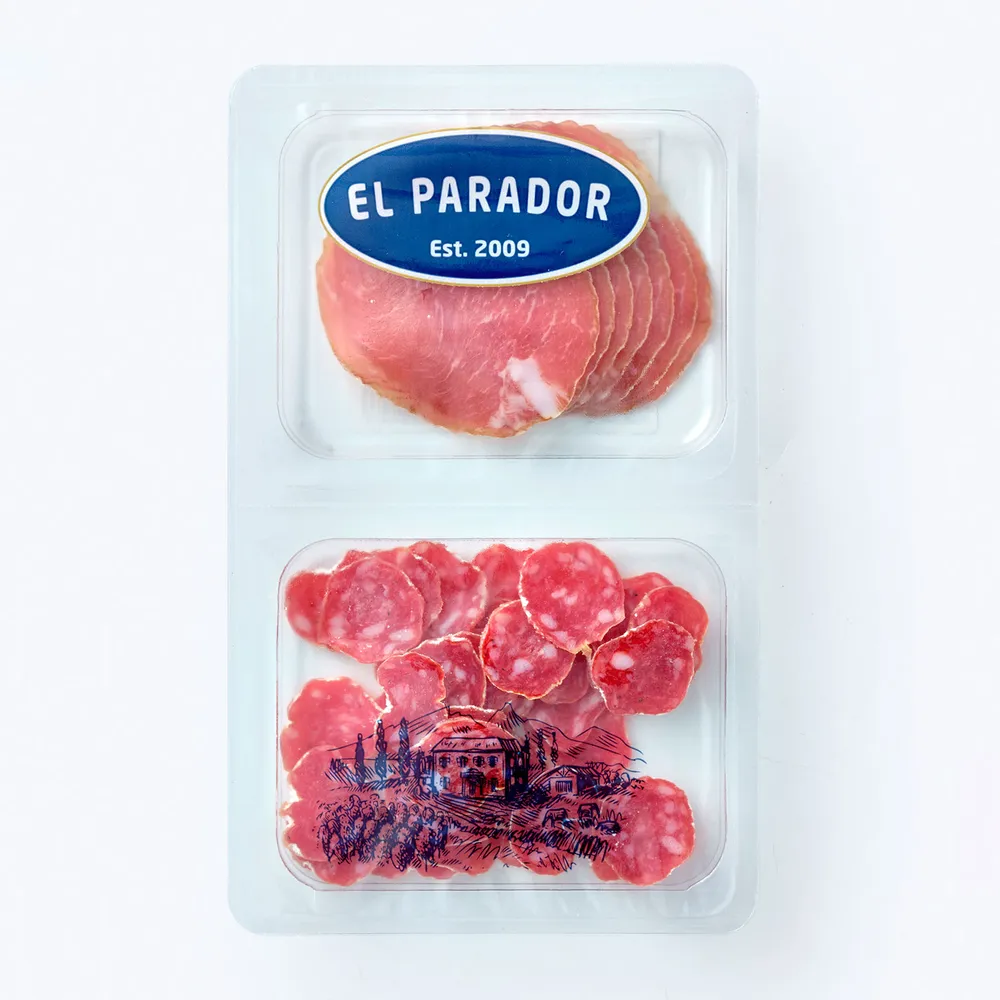 Продукт мясной из свинины Хамон Дюрок + Фуэт El Parador 80 г. Ассорти сыровяленое в нарезке