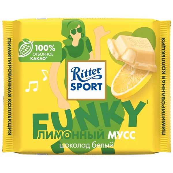 Риттер спорт белый шоколад Лимонный мусс 100 г.