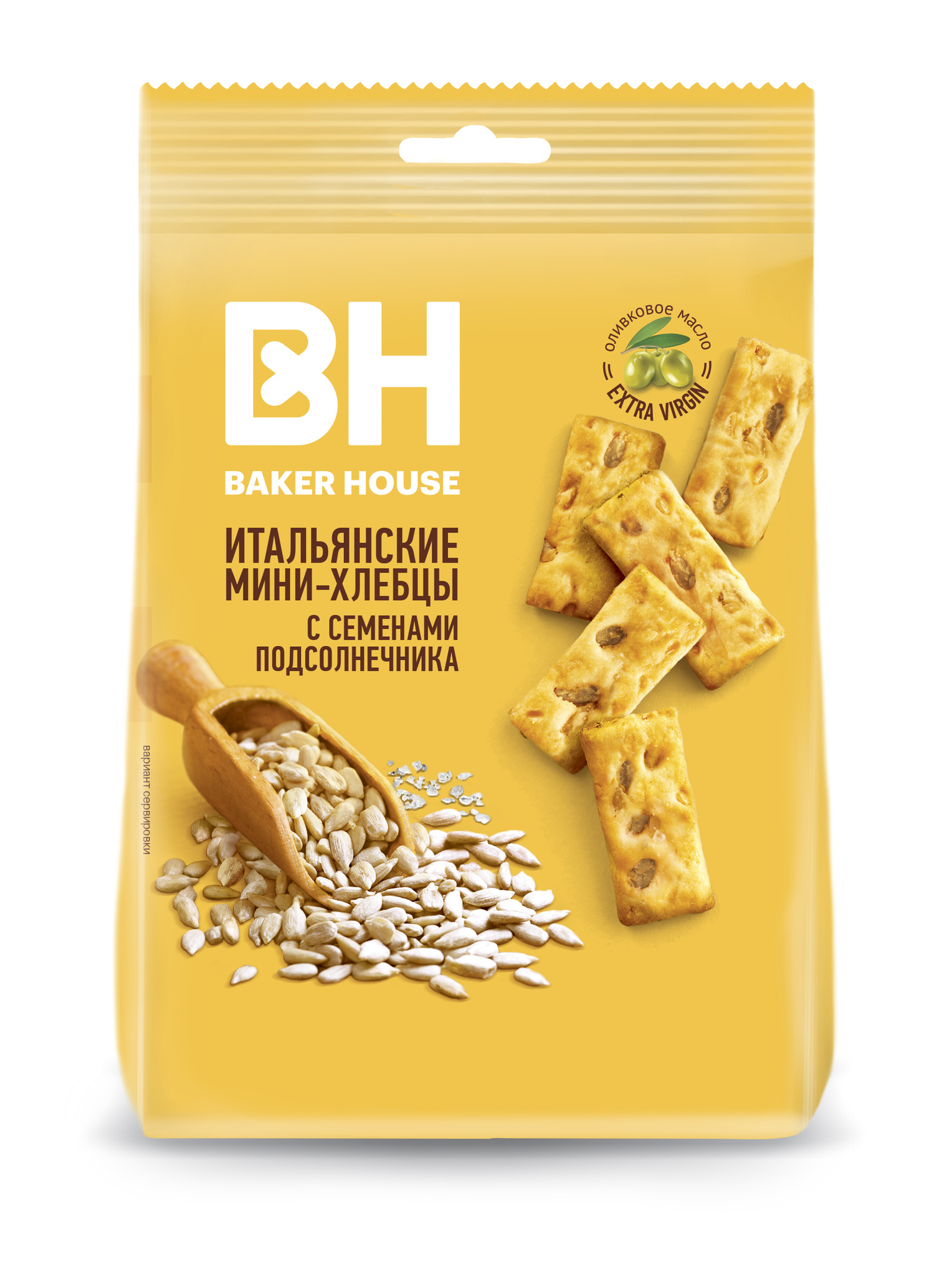 Итальянские мини-хлебцы Baker House с семенами подсолнечника, оливковым маслом и морской солью 110 гр.