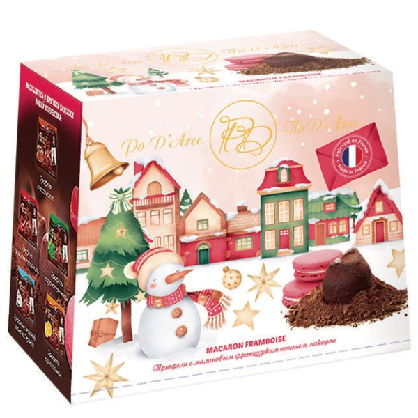 Матез Трюфели с кусочками печенья Макарон со вкусом малины НГ 160 г Набор конфет