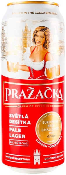 Пражечка 0,5 л. ж/бан. 4% Пиво светлое пастеризованное фильтрованное