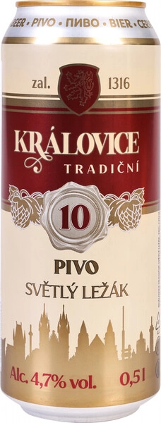 Краловице традични 10 светли лежак 0,5 л. ж/бан. 4,5% Пиво светлое пастеризованное фильтрованное