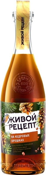 Живой рецепт на кедровых орешках 0,5 л. 35% Настойка горькая