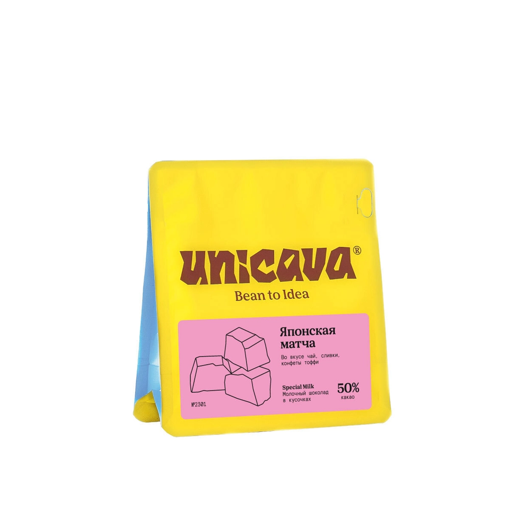 Cacava Молочный шоколад с зеленым чаем матча 50% какао 100 г Кусочки