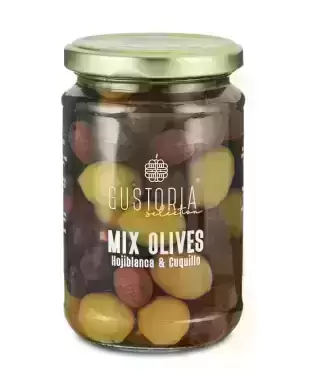 Оливки микс с/к 314 мл. Gustoria