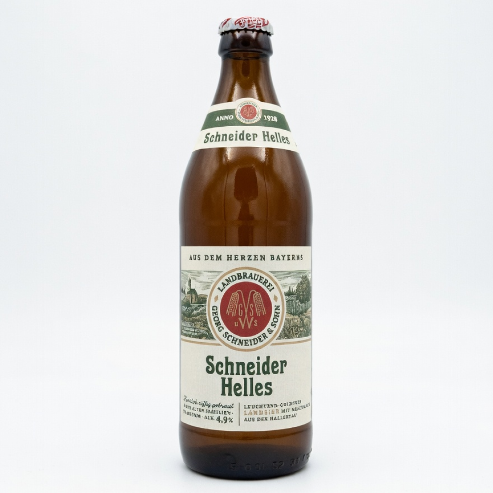 Шнайдер Хеллес 0,5 л. бут. 4,9% Пиво светлое непастеризованное фильтрованное