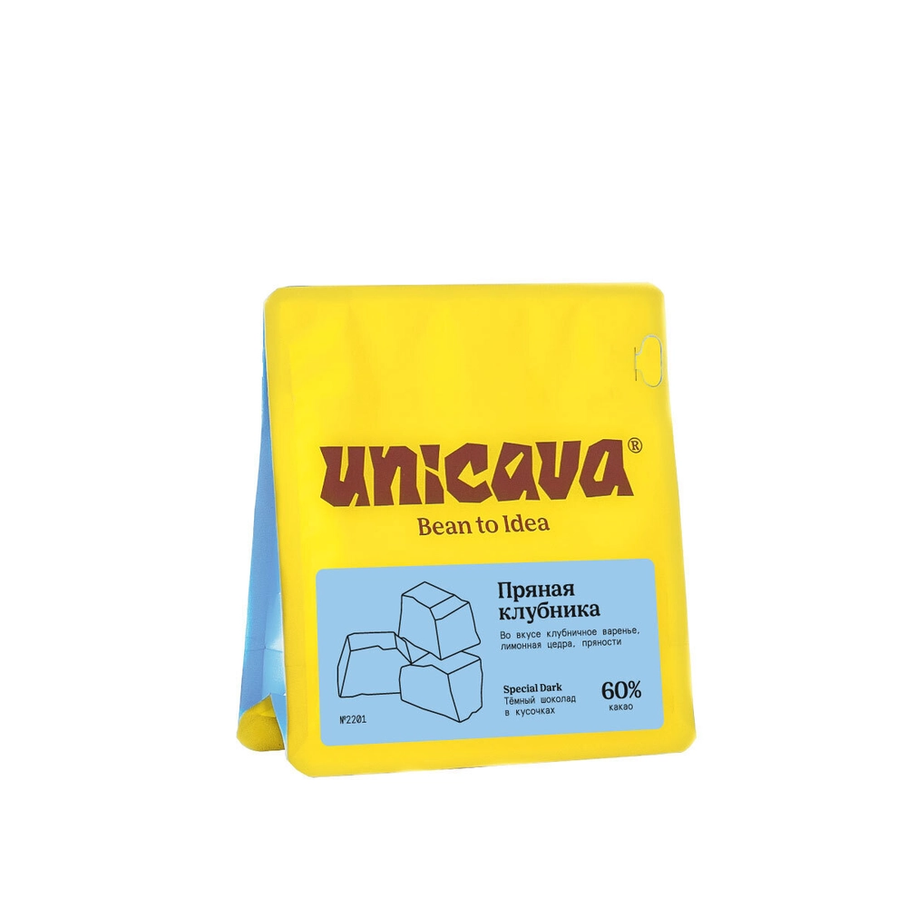 Cacava Темный шоколад Пряная клубника 60% какао 100 г Кусочки