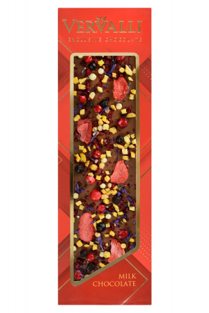 Шоколад молочный с украшением Клубника, манго, черника ТМ VERVALLI 110 гр