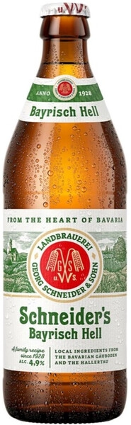 Шнайдерc Байриш Хелль 0,5 л. бут. 4,9% Пиво светлое непастеризованное фильтрованное