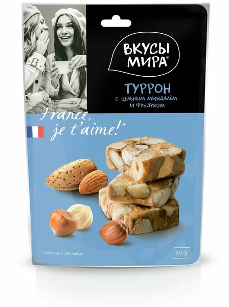 Туррон миндаль/фундук Вкусы мира 50 г