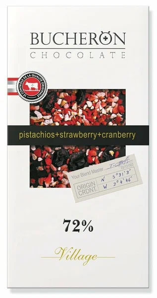 Бушерон горький шоколад клюква, клубника, фисташка 100г