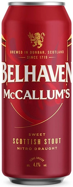 Белхевен МакКаллумс Стаут 0,44 л ж/бан 4,1% Пиво темное пастеризованное фильтрованное