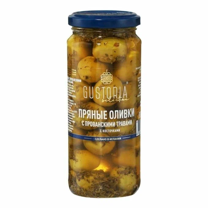 Оливки с прованскими травами с/к 358 мл. Gustoria