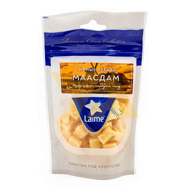 Сыр Маасдам LAIME 45% кубики дой-пак 125 гр.