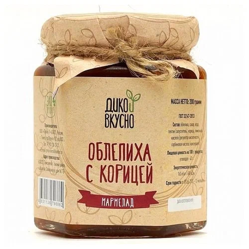 Десерт (мармелад) Облепиха с корицей (содержание ягоды 60%) 100 гр