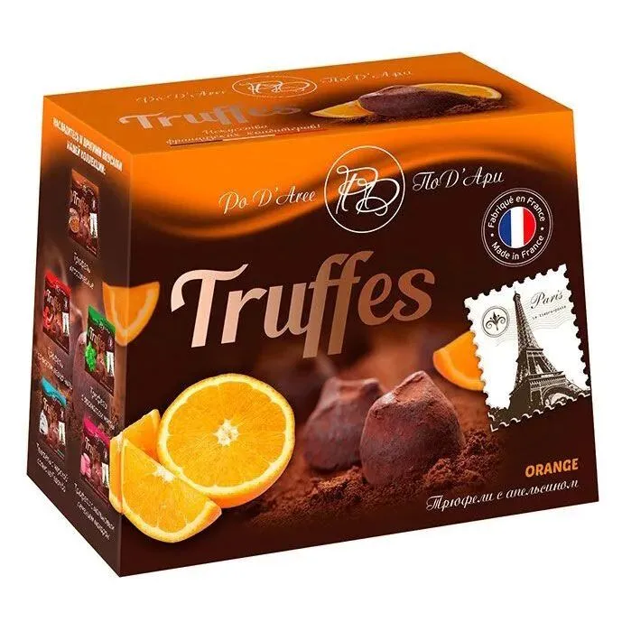 Матез Трюфель с засахаренной апельсиновой цедрой 160 г. Шоколадный набор обечайка