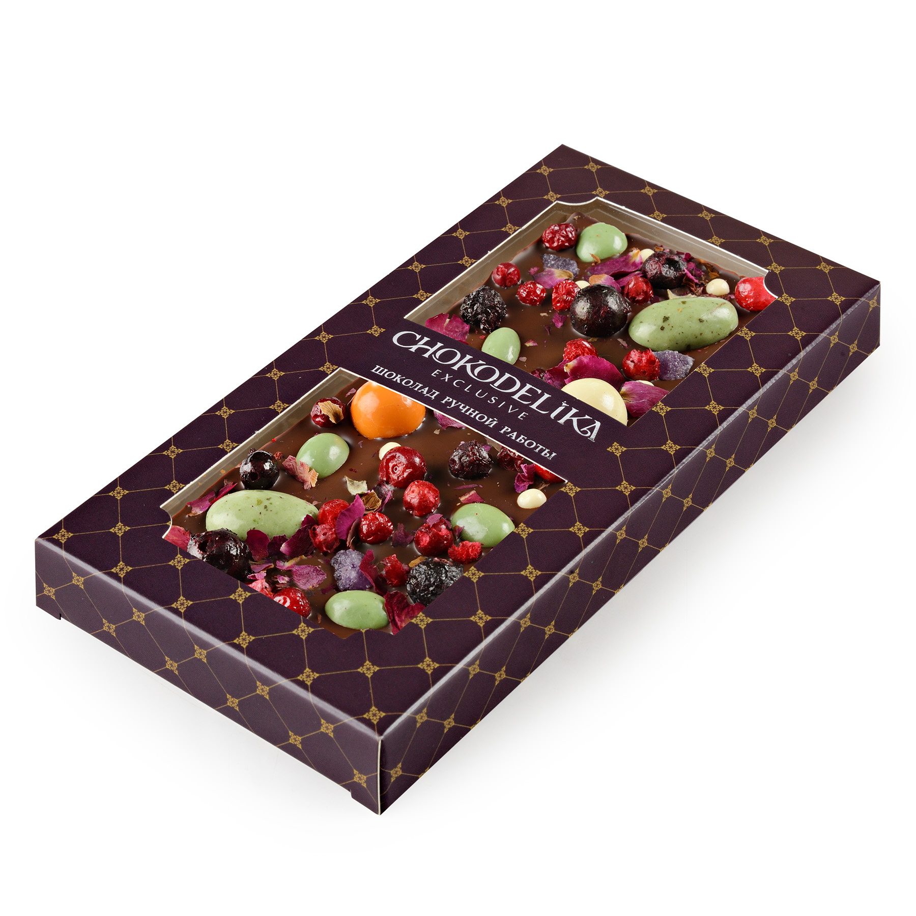 Чокоделика Драгоценности 100 г. Шоколад темный с украшением