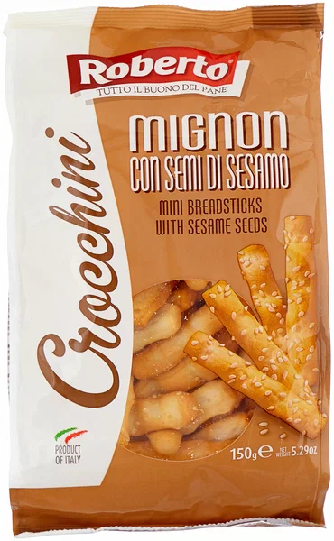 Палочки хлебные Гриссини Кроккини миньон с кунжутом Roberto 150 гр.