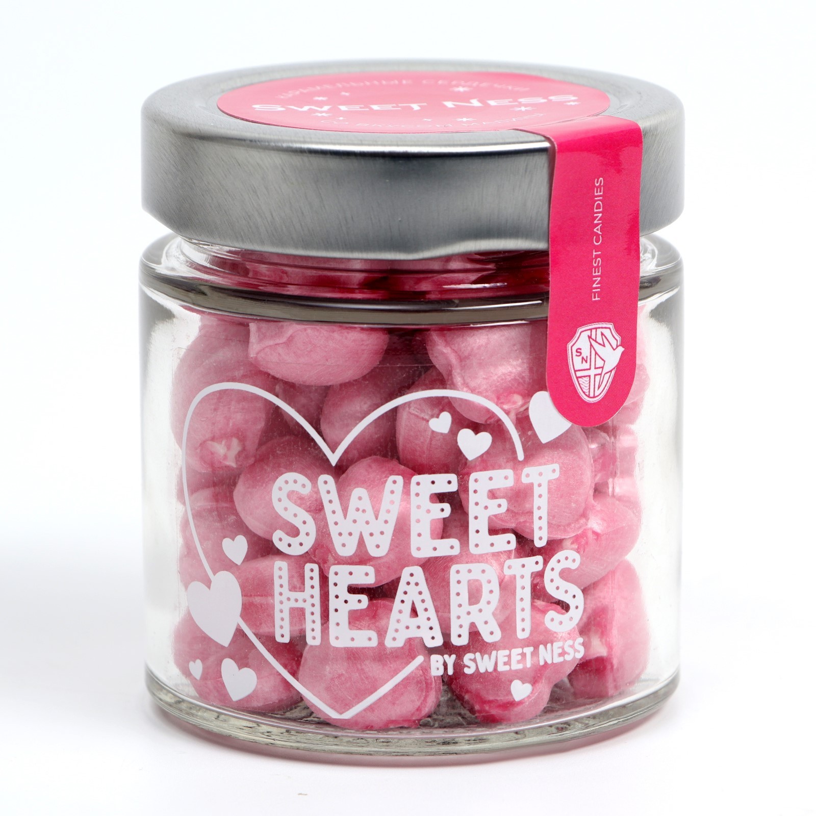 Карамель леденцовая Sweet Ness 130 г. сердечки (стекло) Малина