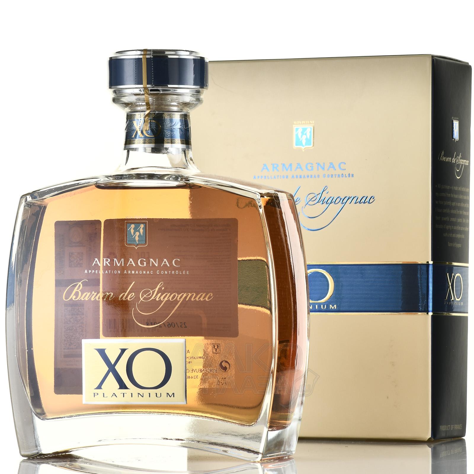 Арманьяк Барон де Сигоньяк ХО Платинум в п/к 0,7 л. 40% Бренди 