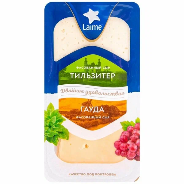 Ассорти полутвердых сыров Гауда и Тильзитер LAIME 45% 160 г