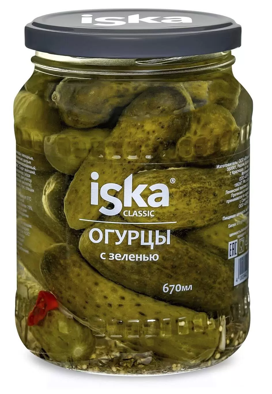 Огурцы маринованные ISKA 670 мл.