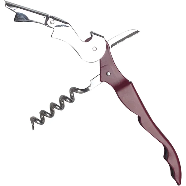 Штопор (Нарзанник) Пробар двухступенч. сталь нерж., пластик L=12 В=2 см бордо, серебристый