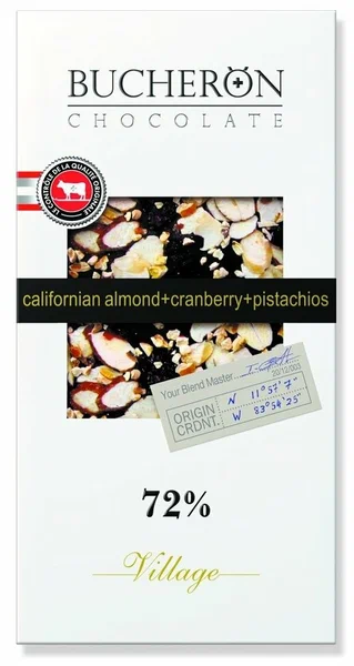 Бушерон горький шоколад клюква, миндаль, фисташка 100г