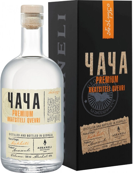 Чача Асканели Премиум Ркацители Квеври 0,5 л. п/у 45% Водка виноградная 