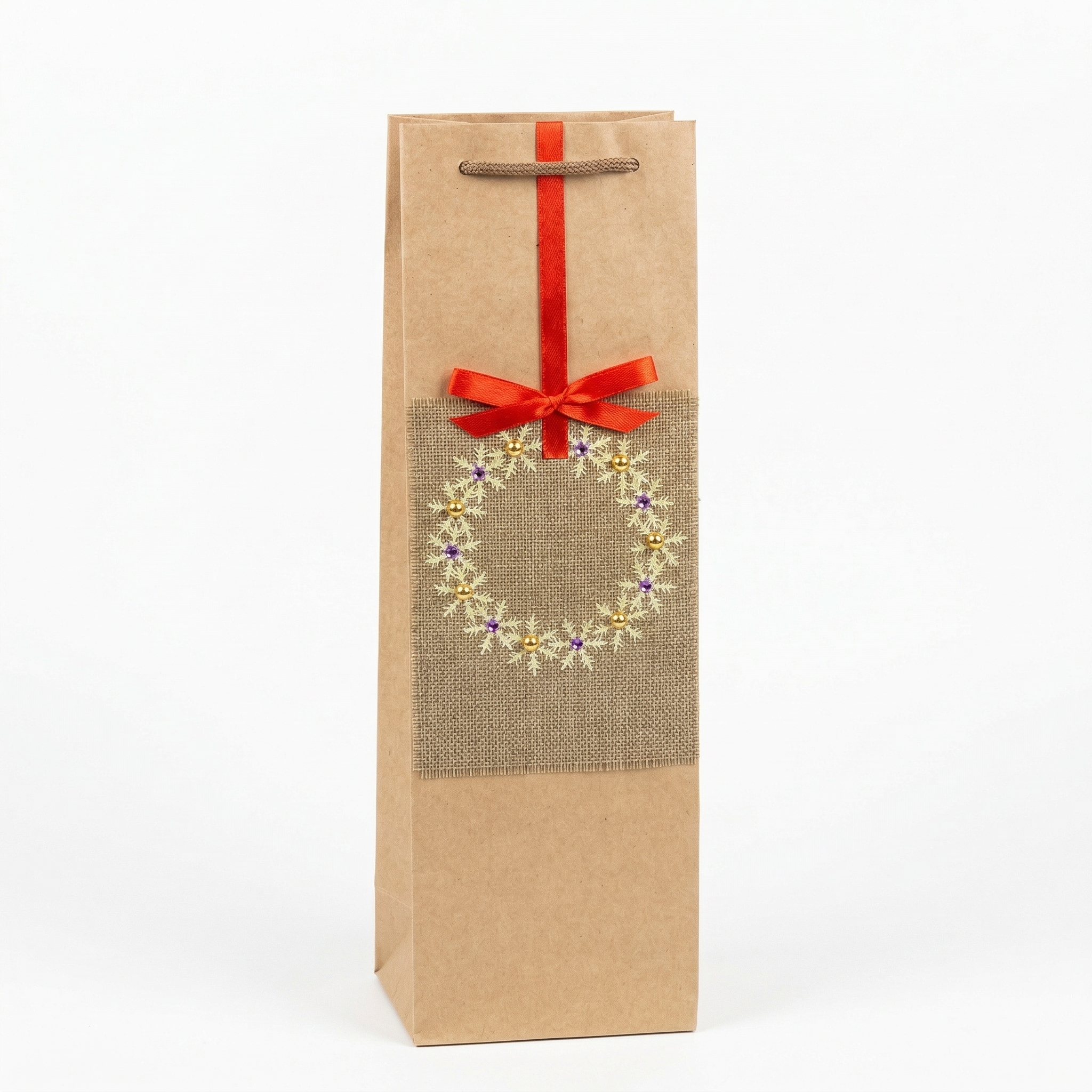 Пакет крафт под бутылку с декором НГ (36*12*12)