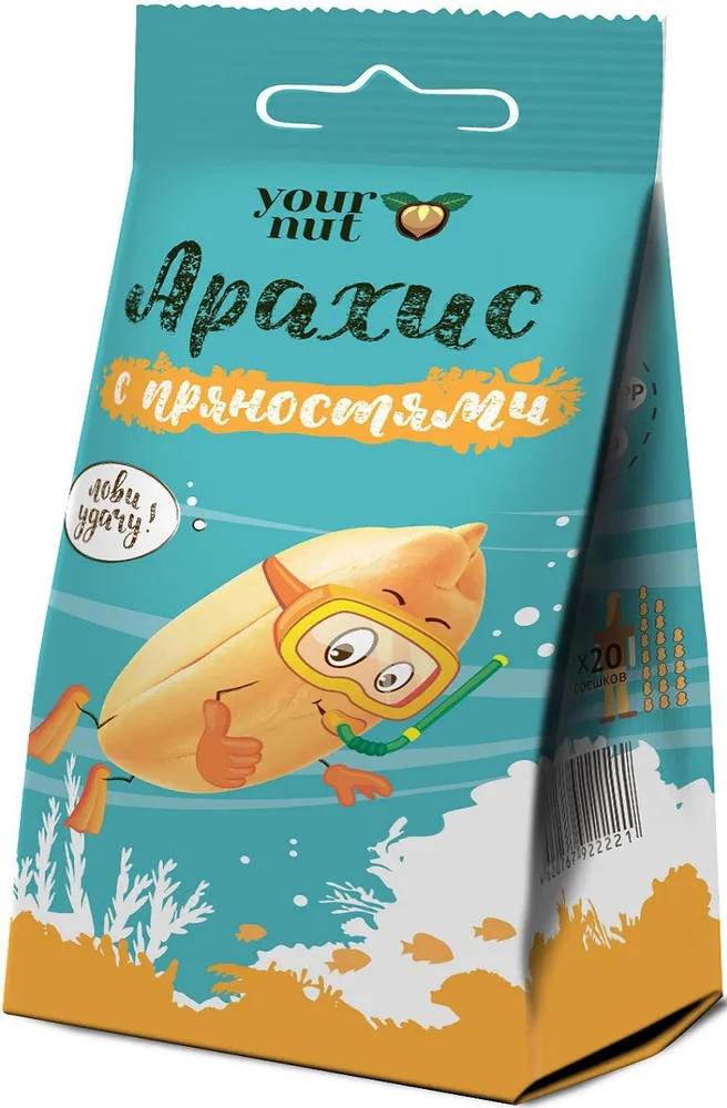 арахис обжаренный соленый с пряностями your nut 80 г картинка
