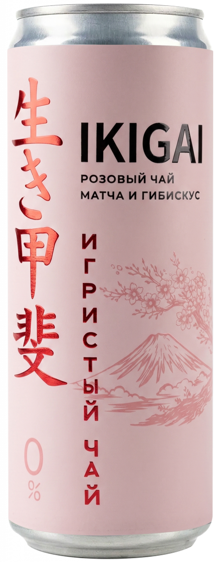 икигай игристый розовый чай матча и гибискус 0,33 л. напиток безалкогольный сильногазированный картинка