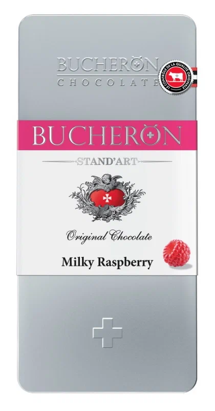 Бушерон молочный шоколад с кусочками малины 100г жесть