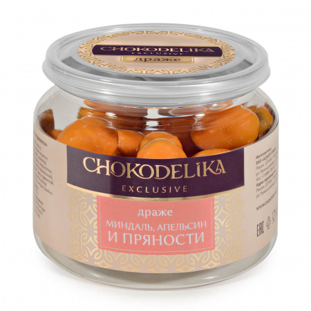 Чокоделика Драже Миндаль, апельсин и пряности 120 г. в банке
