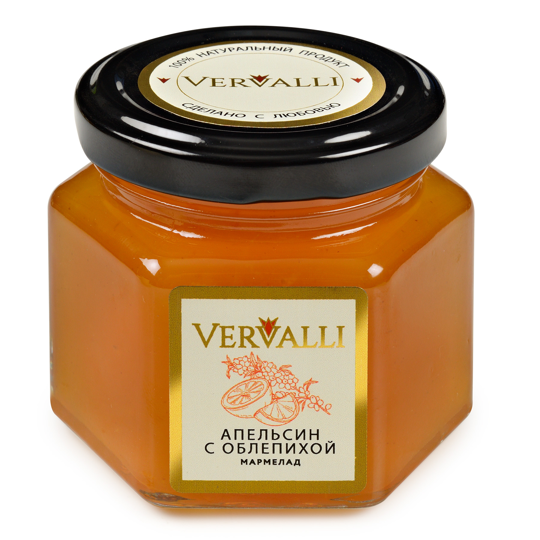 Мармелад Апельсин с облепихой ТМ VERVALLI в банке 120 гр 