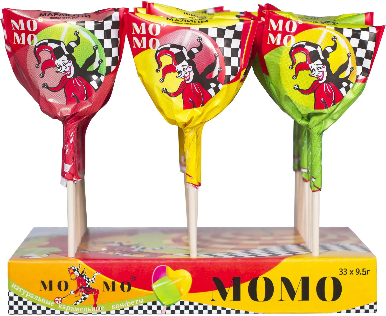 Карамель леденцовая МОМО 9г манго-малина-маракуйя