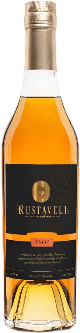 Руставели выдержка 8 лет 0,5 л. 40% Коньяк грузинский марочный выдержанный высшего качества "КВВК"