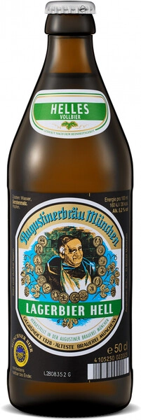 Августинер Лагербир Хелл 0,5 л. бут. 5,2% Пиво светлое фильтров. пастериз. 