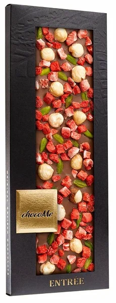 ШОКОМИ Молочный шоколад пьемонтский орех, фисташки Бронте, клубника 110г