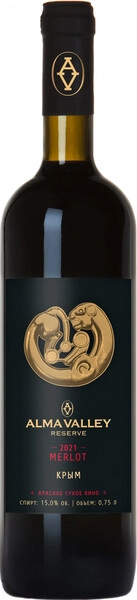 Альма Валей Резерв Мерло красное сухое 0,75 л. 14,5% Вино выдрежанное с ЗГУ