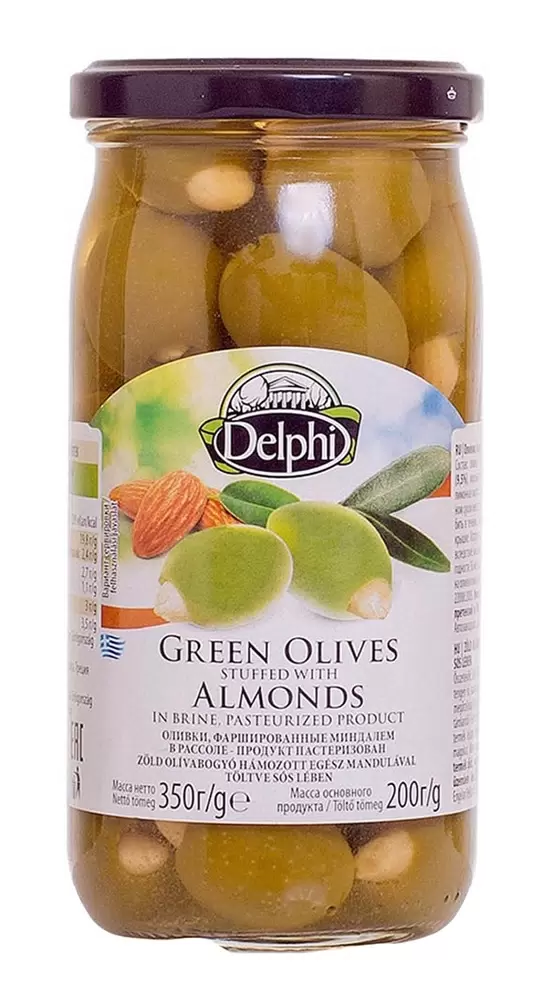 Оливки фаршированные миндалем в рассоле 350 г. Delphi 