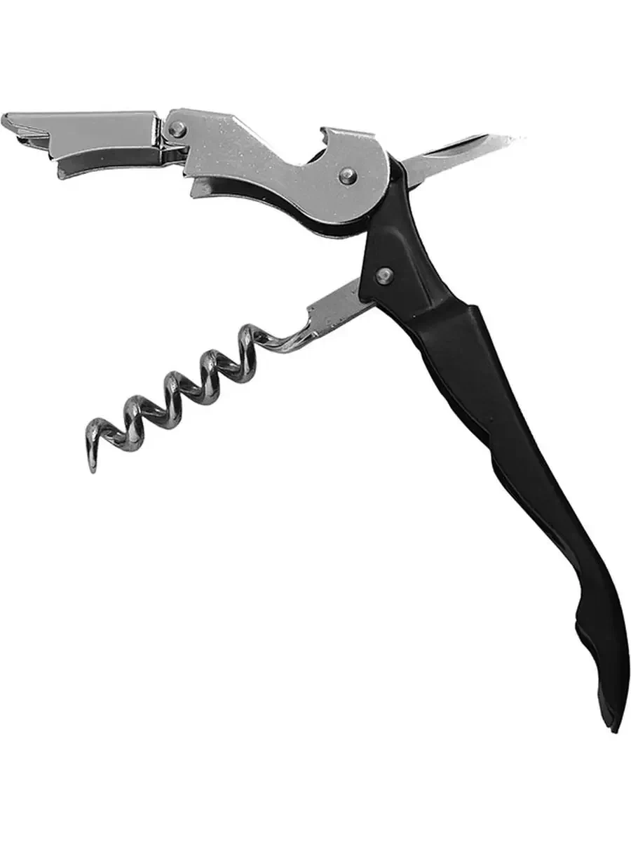 Штопор (Нарзанник) двухступенч. нерж сталь L=12 В=2 см металл. черный