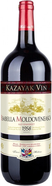 Изабелла Молдавская "СП "Казайак-Вин" красное полусладкое 1,5л 9-11% Вино столовое