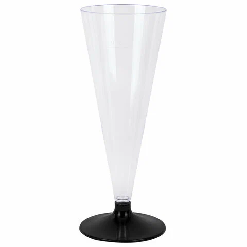 Бокал для шампанского 150 мл Конус прозрачный (низкая черная ножка) 1 шт