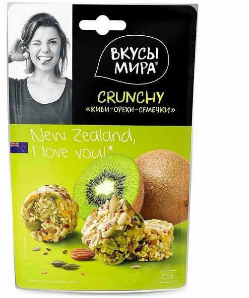 CRUNCHY Киви-орехи-семечки Вкусы мира 50г*12 1 шт