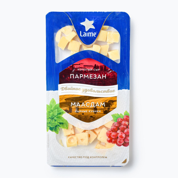 Ассорти сыров Пармезан и Маасдам (колка и кубики) LAIME 45% 120 г